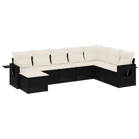 Set Divani Da Giardino Con Cuscini 8 Pz Nero In Polyrattan - Foto 1