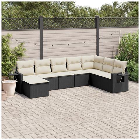 Set Divani Da Giardino Con Cuscini 8 Pz Nero In Polyrattan - Foto 8