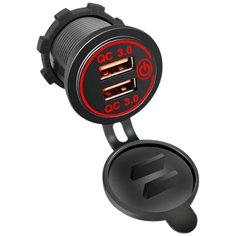 Caricabatterie Da Auto Doppio Qc3.0 Con Interruttore Black+red - Foto 2
