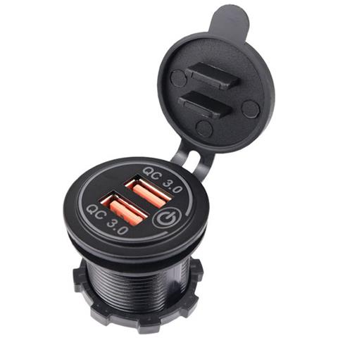 Caricabatterie Da Auto Doppio Qc3.0 Con Interruttore Black+red - Foto 1