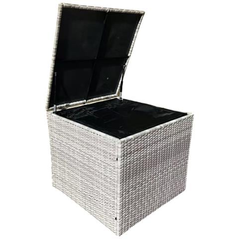 Abacos Mobile Da Giardino Angolare 4 Posti In Resina Intrecciata Con Scatola Portaoggetti Grigia E Beige - Foto 3