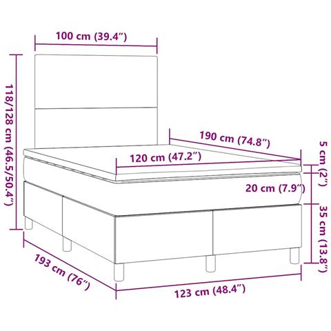 Giroletto a Molle con Materasso Crema 120x190 cm in Tessuto - Foto 9
