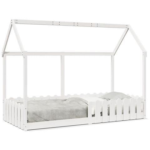 Giroletto Casetta Bambini Bianco 90x190 cm Legno Massello Pino - Foto 1