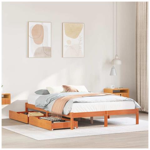 Giroletto senza Materasso Marrone Cera 140x200cm Massello Pino - Foto 2