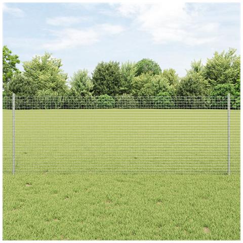 Recinzione in Rete Saldata con 11 U Pali Argento 0.8x25 m Acciaio - Foto 2