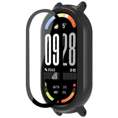 Custodia Nera Compatibile Con Xiaomi Band 10/10 Nfc Con Protezione Schermo In Vetro Temperato H9 - Foto 2