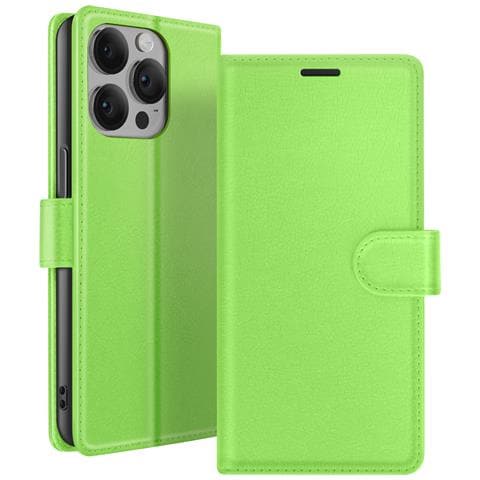 Custodia A Portafoglio Per Iphone 14 Pro Con Supporto E Linguetta Magnetica, Verde - Foto 1