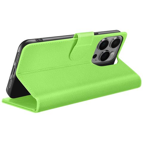 Custodia A Portafoglio Per Iphone 14 Pro Con Supporto E Linguetta Magnetica, Verde - Foto 5