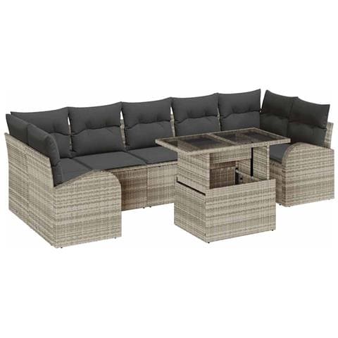 Set Divano da Giardino 8 pcs Grigio chiaro 100 x 55 x 73 cm - Foto 1