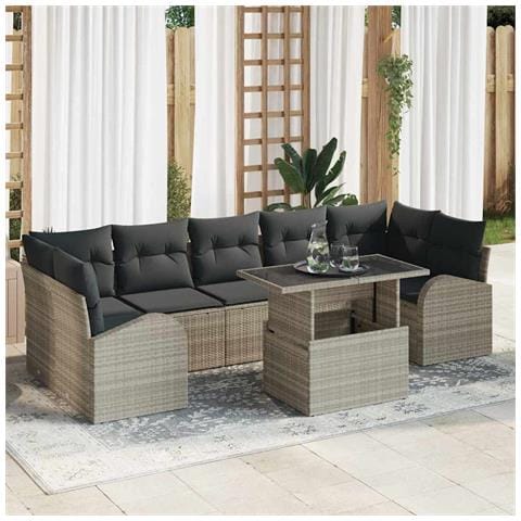 Set Divano da Giardino 8 pcs Grigio chiaro 100 x 55 x 73 cm - Foto 2