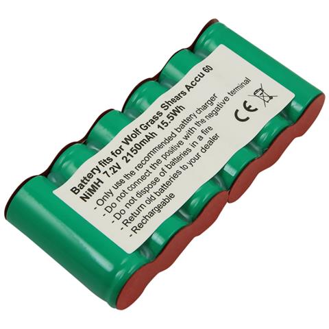 Batteria Per Wolf Cesoie A Gazon Accu Bs60 Ni Mh 7.2v 2150mah 15.5wh - Foto 1