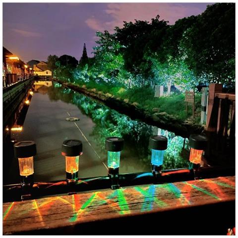 Luce Solare Da Giardino Con Fascette In Acciaio Inossidabile - Confezione Da 6, Perfetta Per Decorazioni Esterne Multicolor - Foto 3