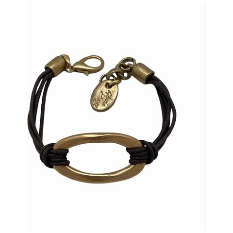 Bracciale Placcato Oro Con Cordino Marrone - Foto 1