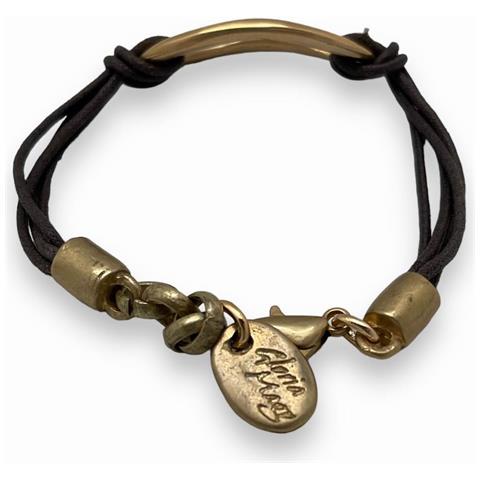 Bracciale Placcato Oro Con Cordino Marrone - Foto 2