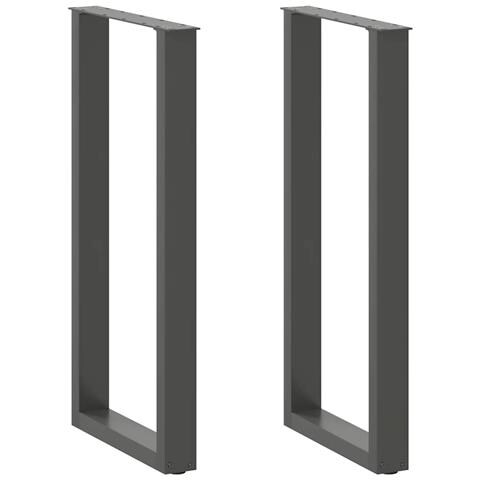 Gambe per tavolo da bar a forma di U 2 pz Antracite 50x(100-101) cm Acciaio - Foto 1