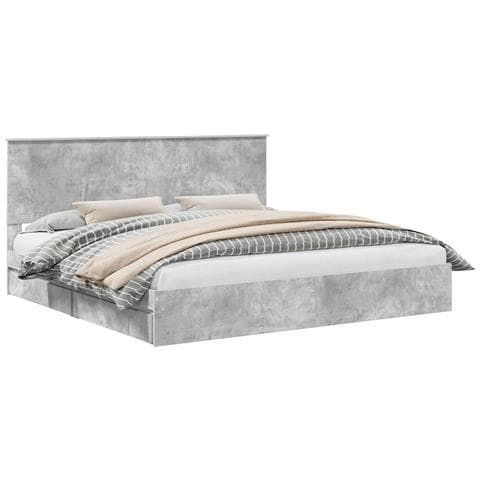 Letto con Contenitore con testiera Grigio cemento 200 x 200 cm - Foto 1