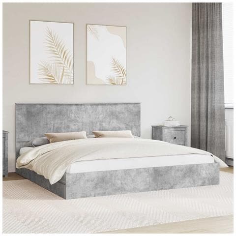 Letto con Contenitore con testiera Grigio cemento 200 x 200 cm - Foto 2