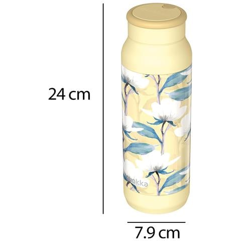 Bottiglia Termica Pulse 700ml In Acciaio Inossidabile Motivo Magnolia Ad Acquerello, Giallo - Foto 2