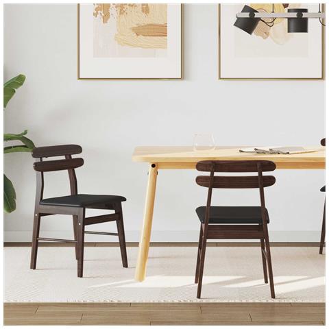Sedia da pranzo 2 pcs Marrone chiaro e nero - Foto 2