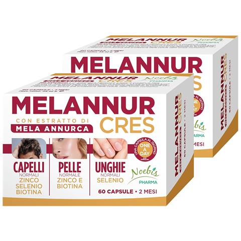 MelannurCres 60 Capsule - Mela Annurca, Astaxantina, Zinco, Rame, Selenio e Biotina - Capelli, Pelle e Unghie (Confezione doppia) - Foto 1