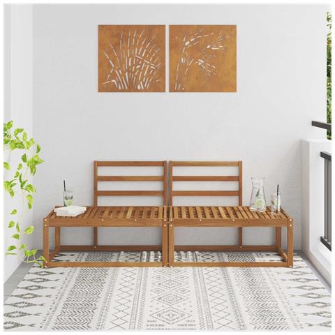 Divano da Esterno 2 Pezzo Naturale 182,5 x 63 x 73 cm - Foto 2