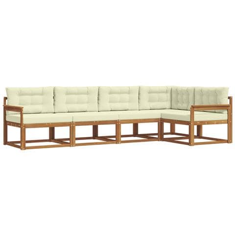 Set di divani da esterno con cuscino 5 pcs Naturale e Crema - Foto 1