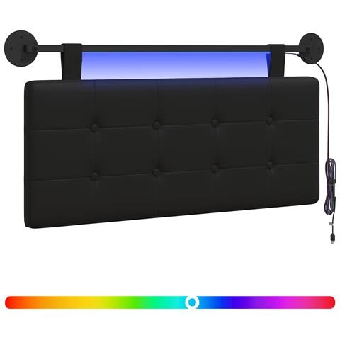 Testiera sospesa Con luce LED Nero Similpelle - Foto 1