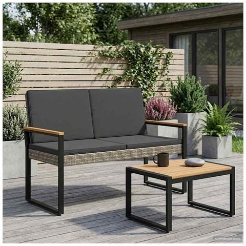 Panchina da esterno Grigio e Grigio Scuro 107 x 61 x 80 cm - Foto 2