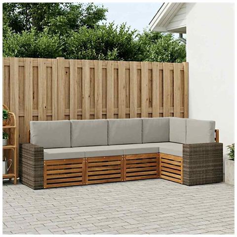 Set divano sezionale con cuscino 5 pcs Naturale e Grigio Chiaro - Foto 2