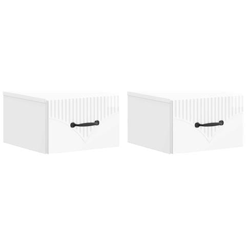 Mobiletto da notte a muro 2 pcs Bianco Lucido 34,5 x 33 x 20 cm - Foto 1