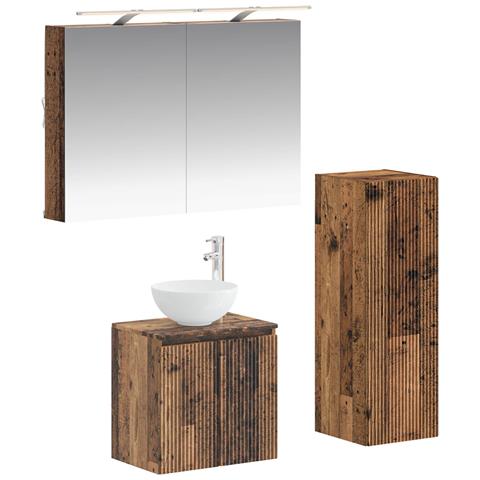 Set di mobili per il bagno 4 pcs Legno antico - Foto 1