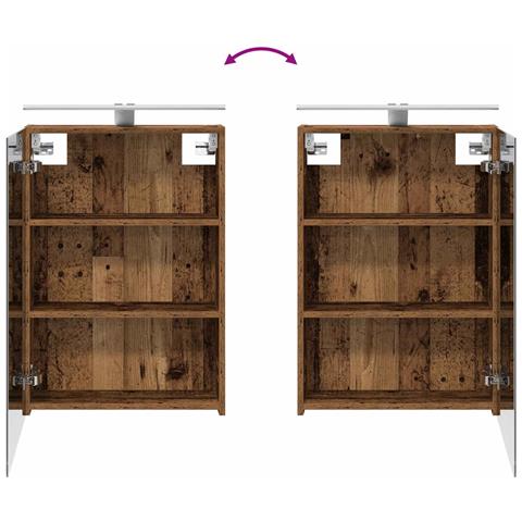 Set di mobili per il bagno 4 pcs Legno antico - Foto 9