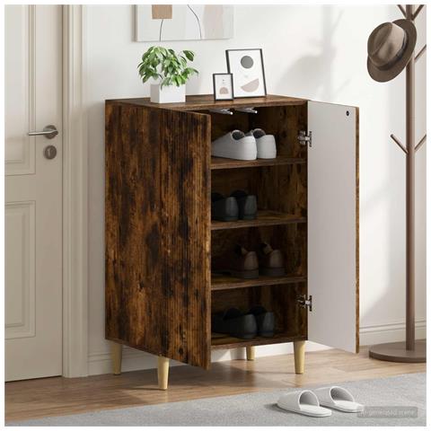 Mobile per scarpe ARNHEM 59,5 x 39,5 x 90 cm Rovere Fumo - Foto 2