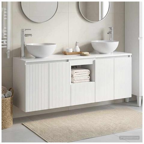 Set di Armadi da Bagno 3 pz Bianco Lucido 49,5 x 41 x 64,5 cm - Foto 2
