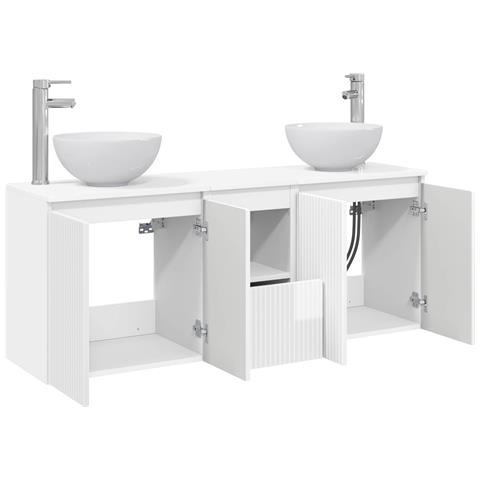Set di Armadi da Bagno 3 pz Bianco Lucido 49,5 x 41 x 64,5 cm - Foto 10