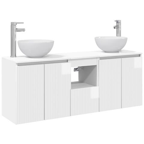 Set di Armadi da Bagno 3 pz Bianco Lucido 49,5 x 41 x 64,5 cm - Foto 1