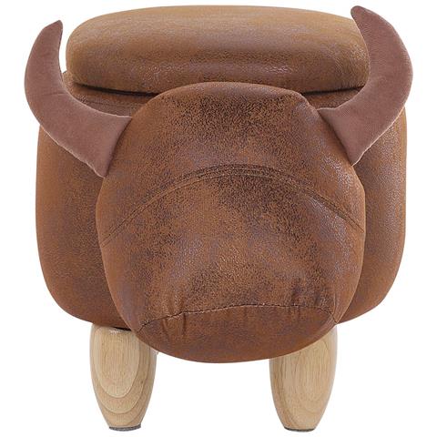 Pouf In Tessuto Similpelle Marrone Cow - Foto 24