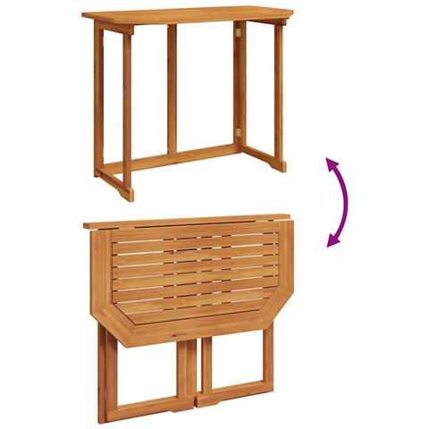 Tavolo Da Balcone In Legno Massello Di Acacia 90x50x75 Cm - Foto 2