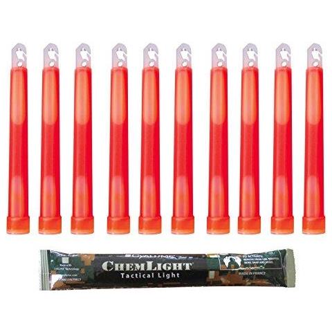 Sticks Cyalume Chemlight Grado Militare Luce Chimica Rosso 6 Long 12 Ore Durata (confezione Da 10) - Foto 1