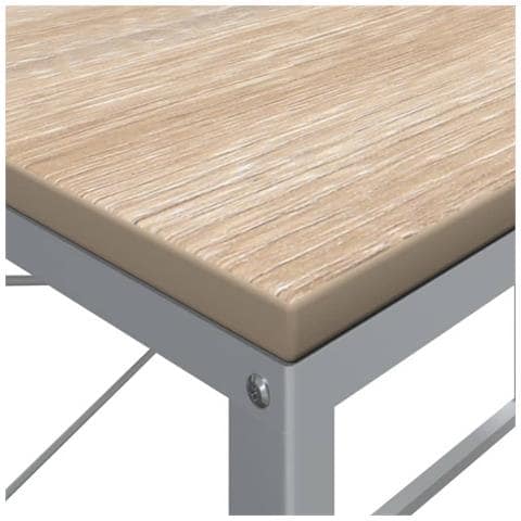 Scrivania Computer Bianca e Rovere 110x60x70 Legno Multistrato - Foto 2