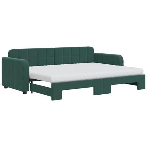 Divano Letto Estraibile Materassi Verde Scuro 80x200 Velluto - Foto 1