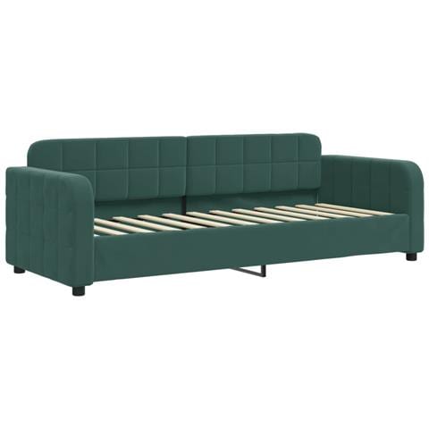 Divano Letto Estraibile Materassi Verde Scuro 80x200 Velluto - Foto 9