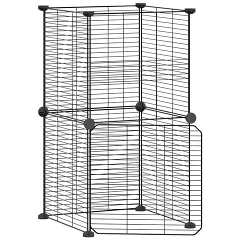 Gabbia Per Animali 8 Pannelli Con Porta Nero 35x35 Cm Acciaio - Foto 1