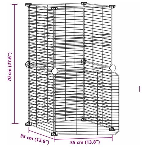 Gabbia Per Animali 8 Pannelli Con Porta Nero 35x35 Cm Acciaio - Foto 4
