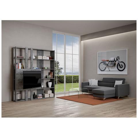 Libreria A Giorno Kato M Con Pannello Porta Tv Cemento - Foto 2