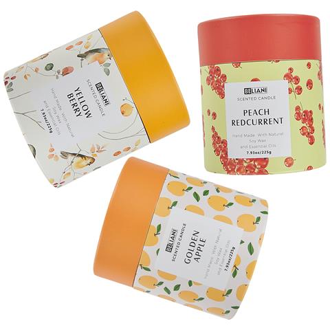 Set Di 3 Candele Profumate Cera Di Soia Ribes Rosso /bacche Gialle /mela Dorata Colorful Barrel - Foto 2