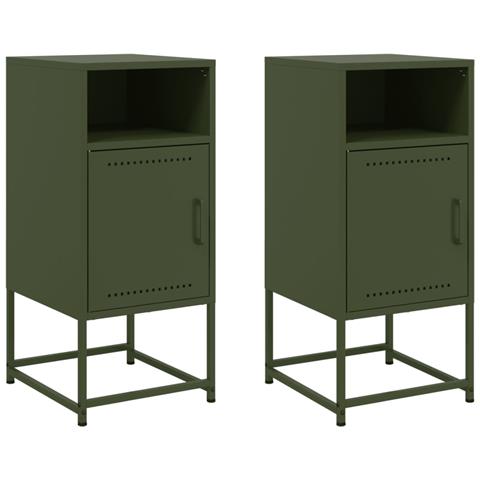 Comodini 2 Pz Verde Oliva 36x39x78 Cm In Acciaio - Foto 1