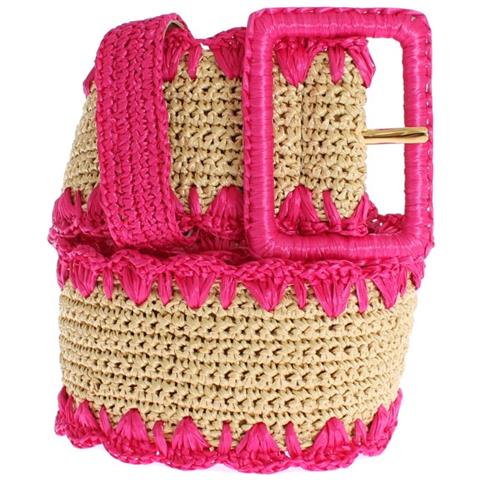 Cintura Larga Intrecciata In Rafia Rosa - 70 Cm / 28 Inches - Foto 2