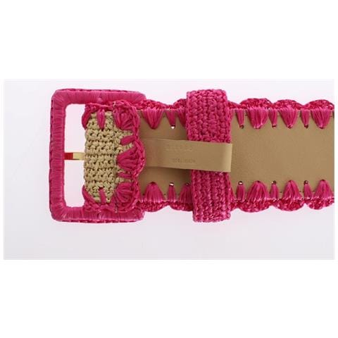 Cintura Larga Intrecciata In Rafia Rosa - 70 Cm / 28 Inches - Foto 5