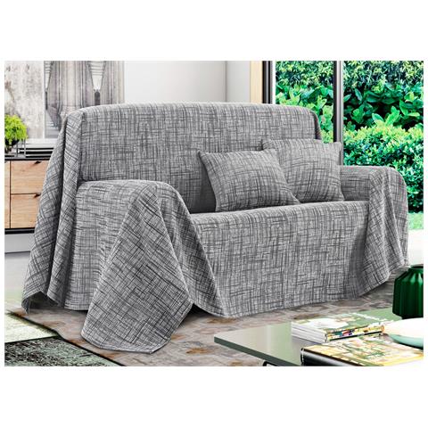 Telo Arredo Copridivano Multiuso Copritutto Misto Cotone Modello Multirighe 180x260 Silver - Foto 1